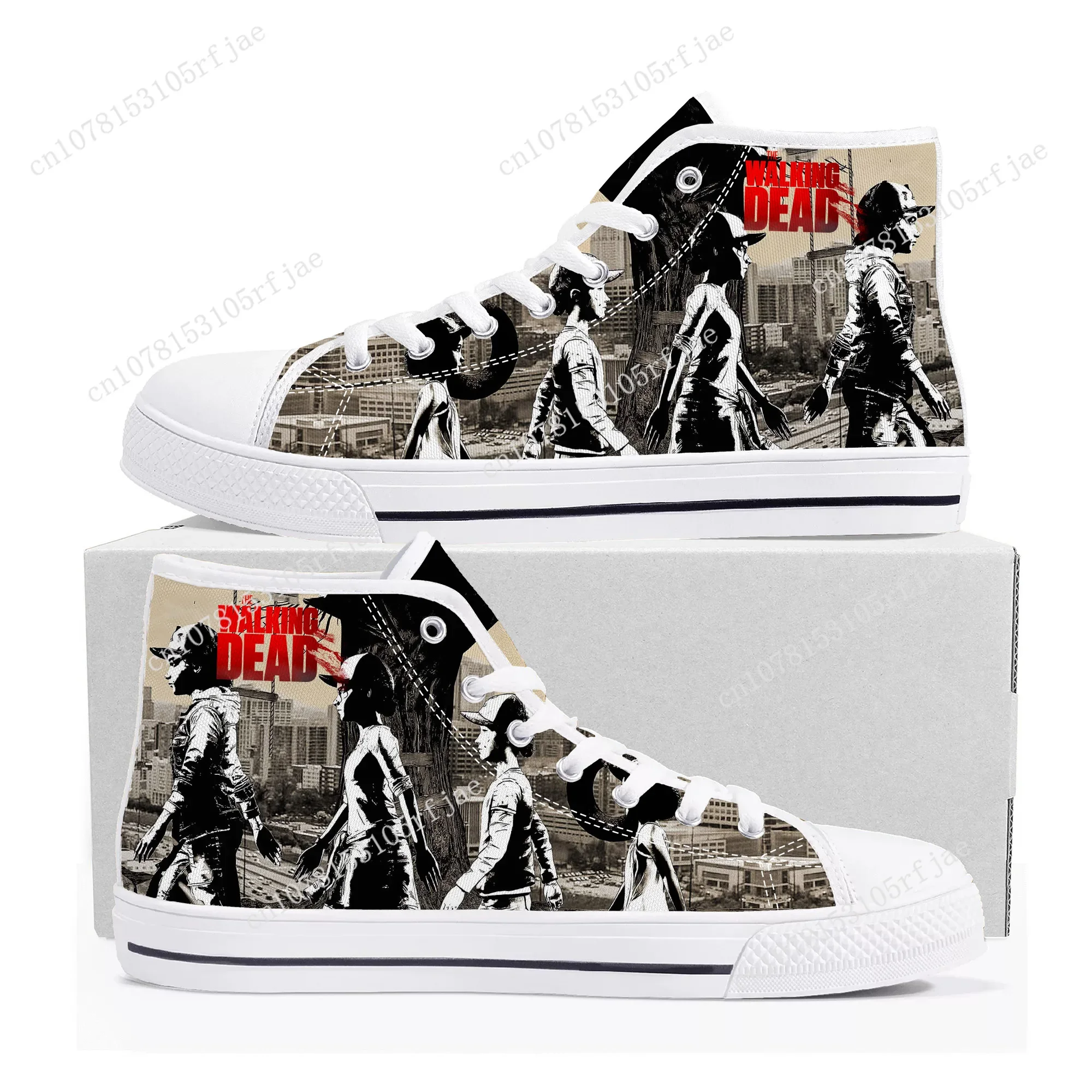 The Walking Dead High Top Sneakers Cartoon Game Men Women Teenager High Quality Canvas Shoes Casual Fashion Tailor Made Sneaker