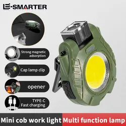 Mini LED Work Light Portable Pocket Flashlight Keychains USB Rechargeable For Outdoor Camping Small Corkscrew