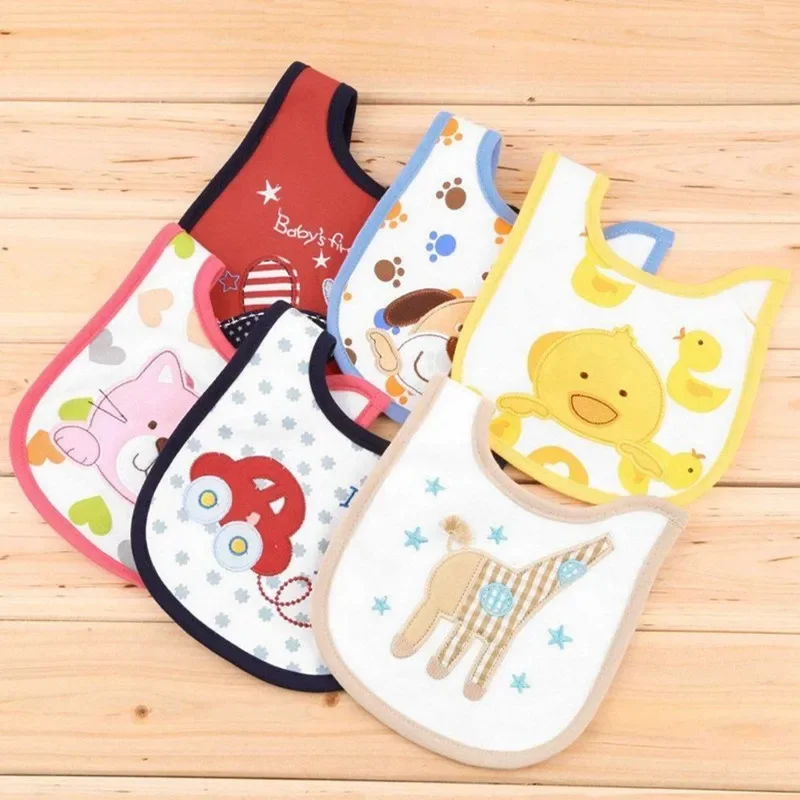 6Pc/Lot Free Shipping Baby Bibs Pattern Toddler Waterproof Saliva Towel Cotton Fit 0-3 Years Infant Burp Cloths Feeding