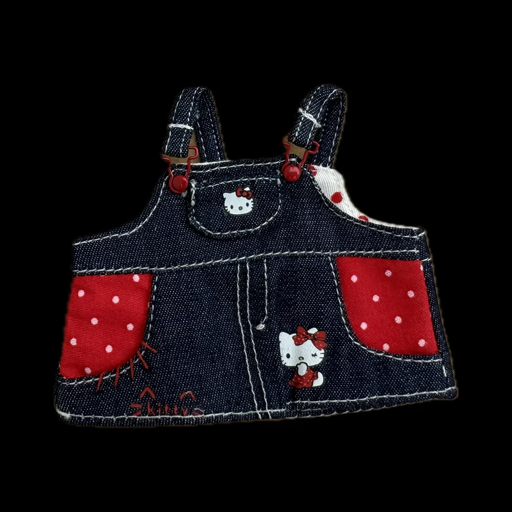 For Labubu Trendy Sanrio Hello Kitty Strap Skirt 17cm Doll Cross-dressing Game Plush Doll Accessories Decora Girl Gift