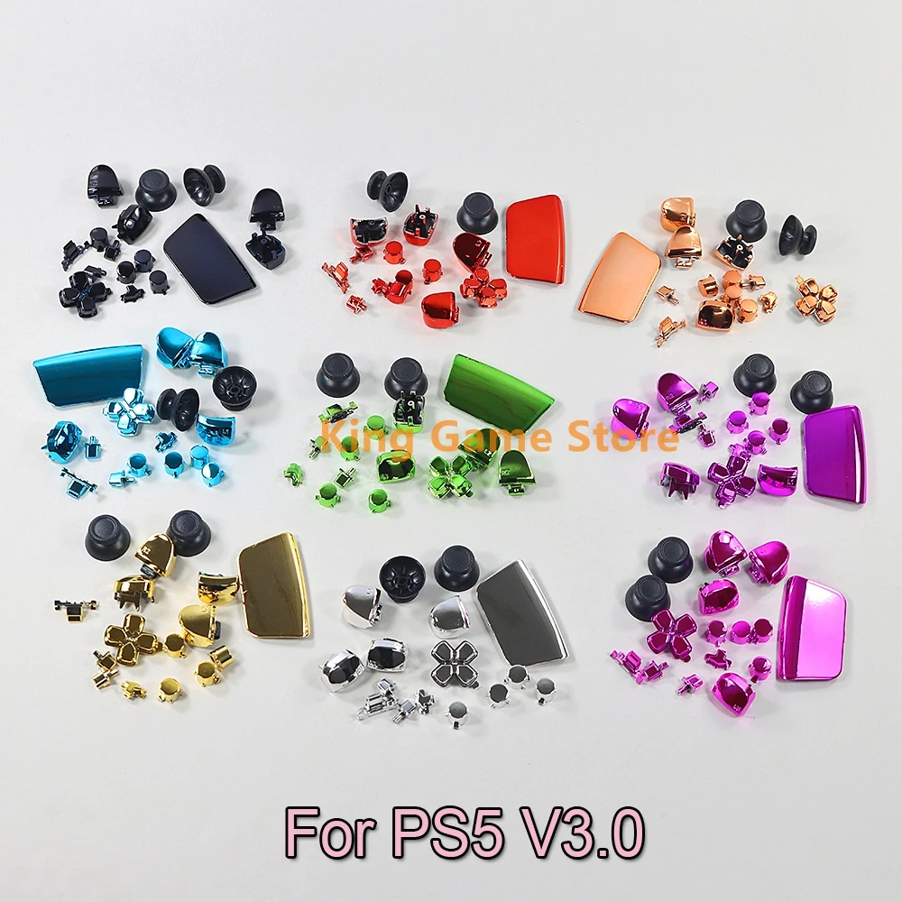 20sets Full Set Chrome Plating Buttons For PS5 V3 Handle Thumb Sticks Joystick Cap L1 R1 L2 R2 D-pad Button For PS5 Controller