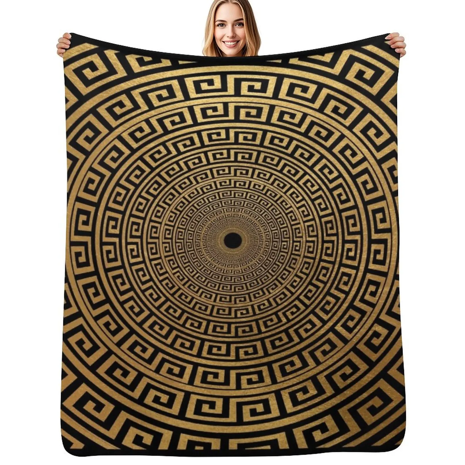 

Greek circle Throw Blanket Warm Flannel Blanket for Couch Chair Bedroom