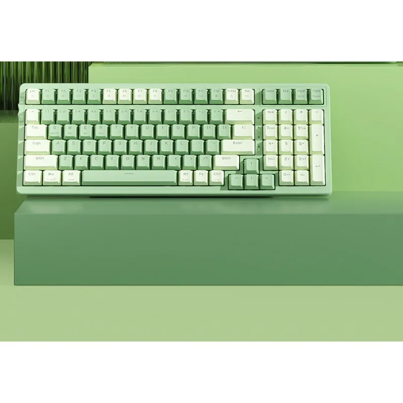 BOW hot swap dual mode wireless bluetooth mechanical keyboard desktop computer universal notebook tea shaft red axis 98 keys