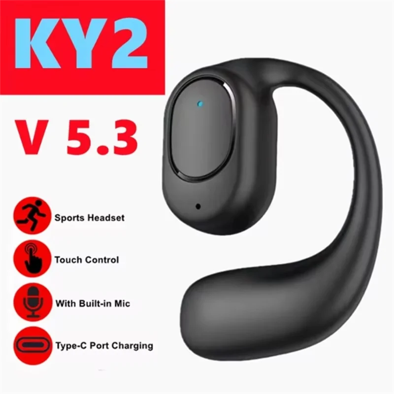 KY2 Ear Hook Wireless Earphones Conduction OWS Headphones HiFi Ear-Hook Music Sports Noise Cancel Headset For All Smartphones