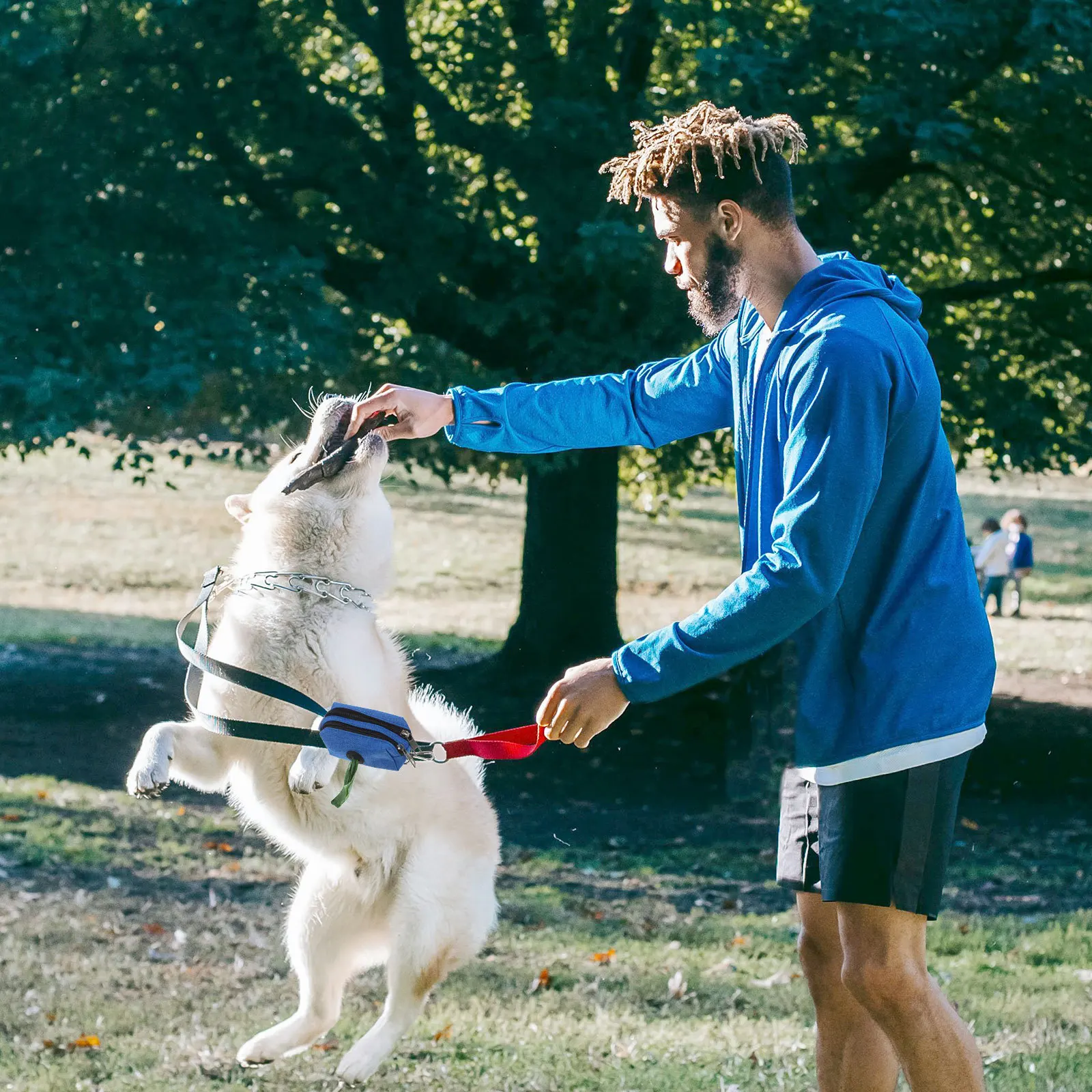 

Compact Dog Poop Dispenser with Carabiner Lightweight Fabric Waste Bag Holder for Leash Easy Access Poop Organizer Travel Pet