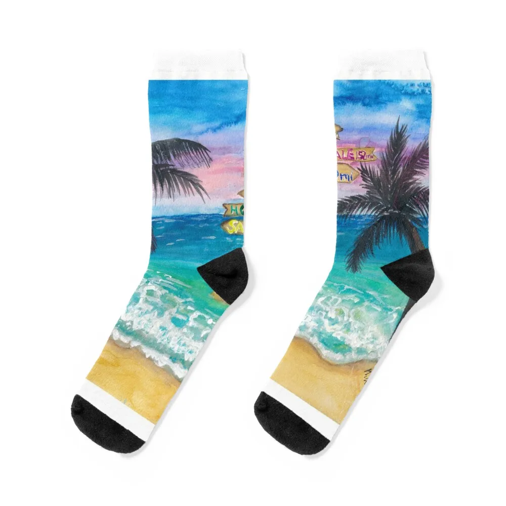 

Tropical Southernmost Sunset Wanderlust Signpost in Key West Socks Novelties Wholesale professional running Women's Socks Men's