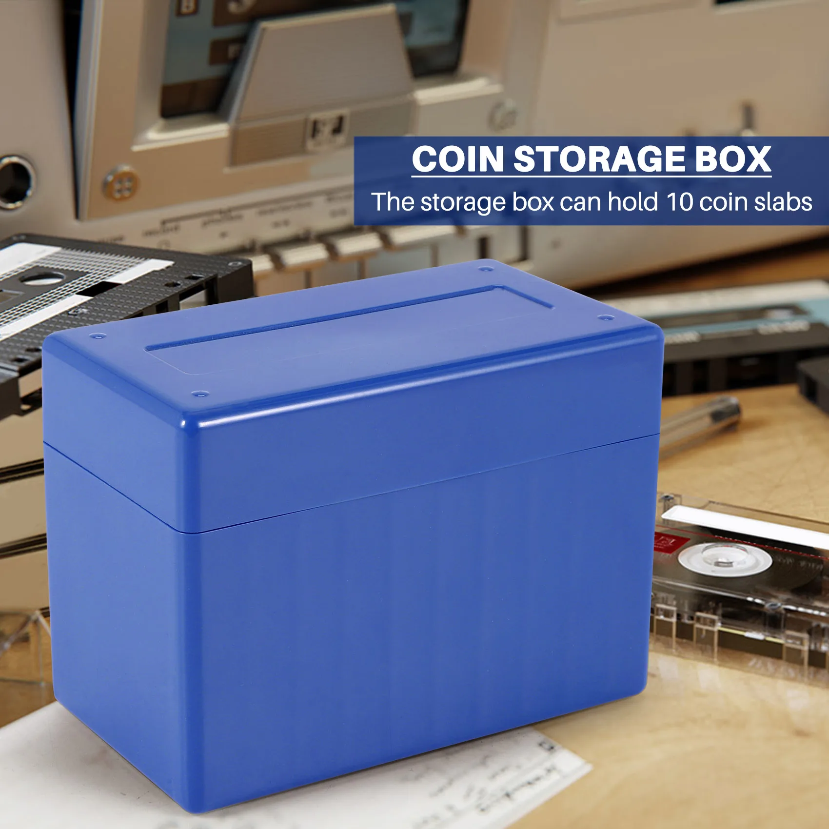 Square Plastic 10 Coin Capacity Holder Slab Storage Box Case Fit for PCCB