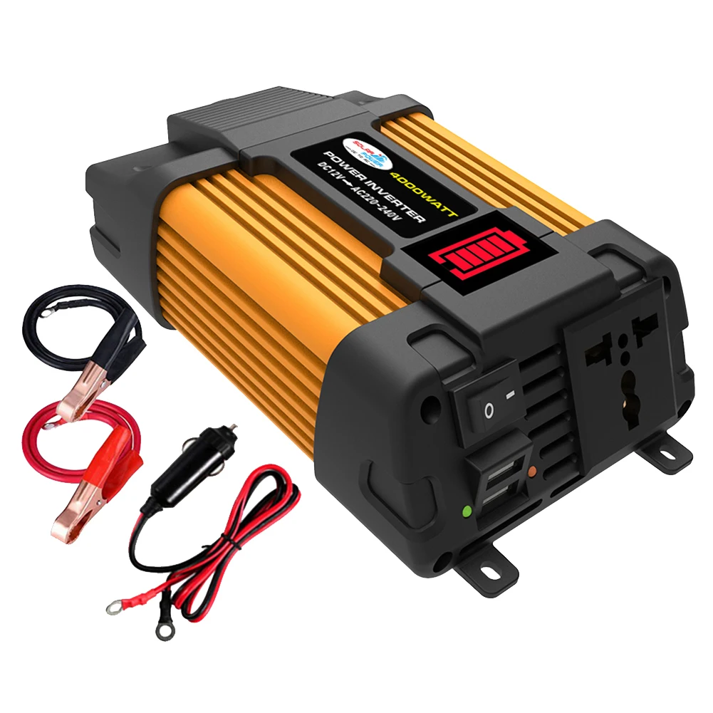 Car Inverter Converter LED Battery Display Dual USB Inverter Modified Sine Wave Multiple Protection for Automobile RV