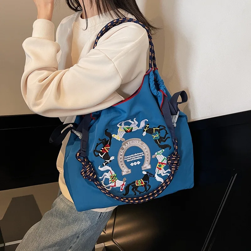 

FEILER New Fashion Horse Embroidery Portable Shopping Bag Large Capacity Tote Bag Versatile Shoulder Bag Waterproof Handle Bags