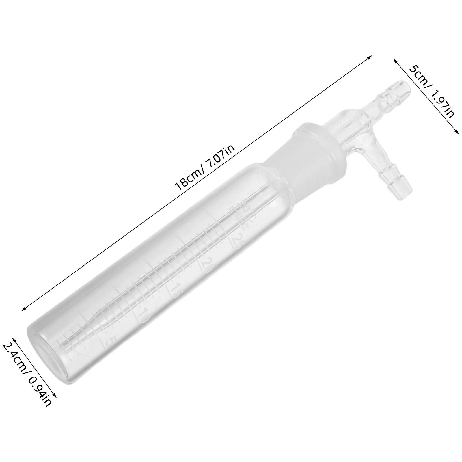 Impact Absorption Glass Impinger 25Ml Graduated High Borosilicate Sampling Tube Spill Resistant Laboratory Air Sampling Bottle