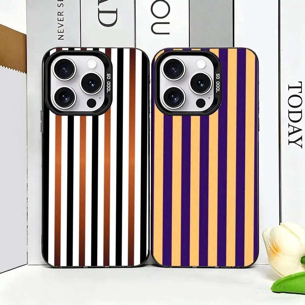 

Fashionable Colorful Vertical Stripes Phone Case For iPhone 17,16,15,14,13,12,11Plus,Pro Max,XS,Colorful Silver PhoneFunda Cover