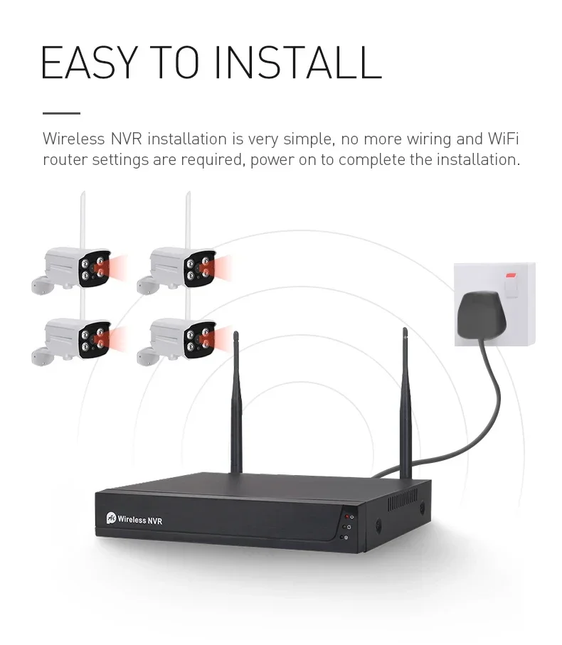 ワイヤレスcctv nvr監視キット,スマートライフ,Tuya,屋外セキュリティシステム,wifi,2mp,1080p,4ch