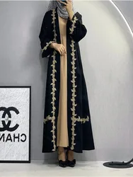 Women Eid Muslim Abaya Patchwork Long Robe Dubai Cardigan Embroidery Abayas Kaftan Vestidos Arab Loose Belt Ramadan Morocco