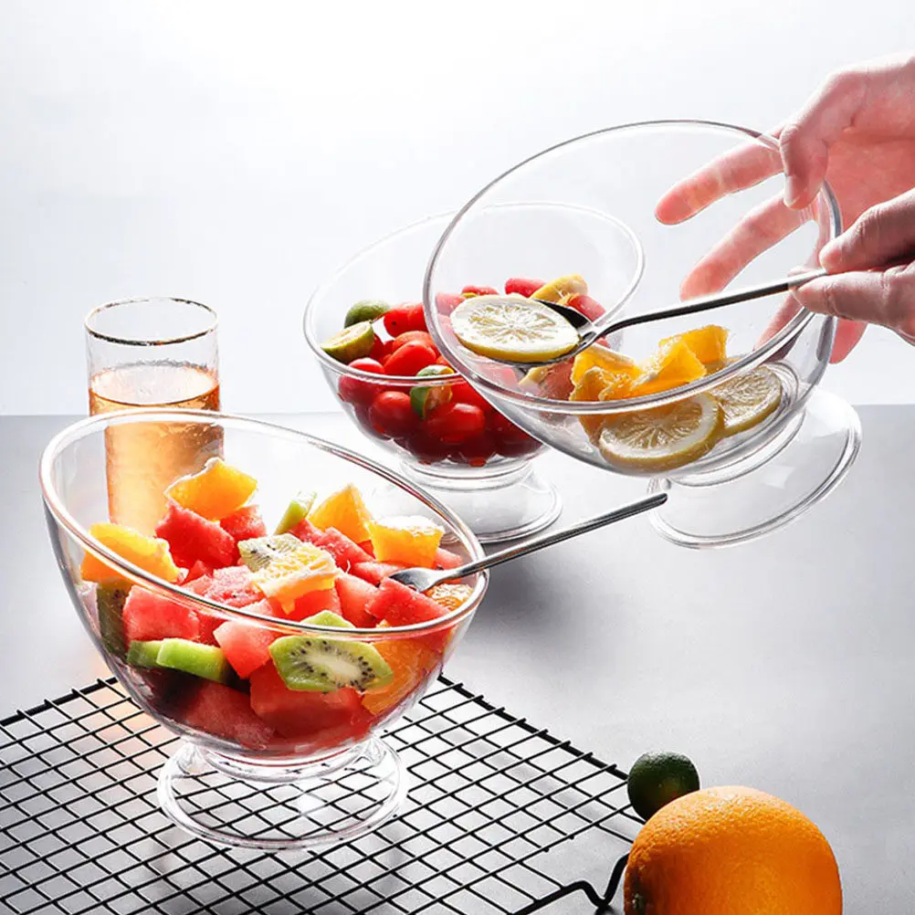 Japanese Style Salad Bowl Elegant Oblique Shape Multi-Functional Fruit Dessert Serving Salad Bowl Fruits Container view 3