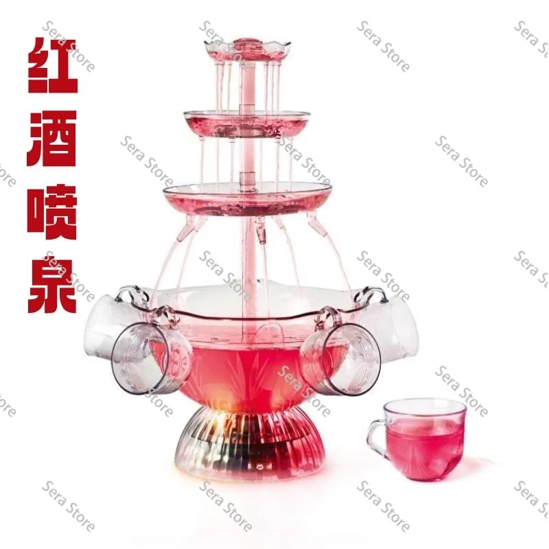 5 Glasses of Red Wine Fountain Party Wine Tasting Wine Tower Fountain AS Material 2.8L Capacity