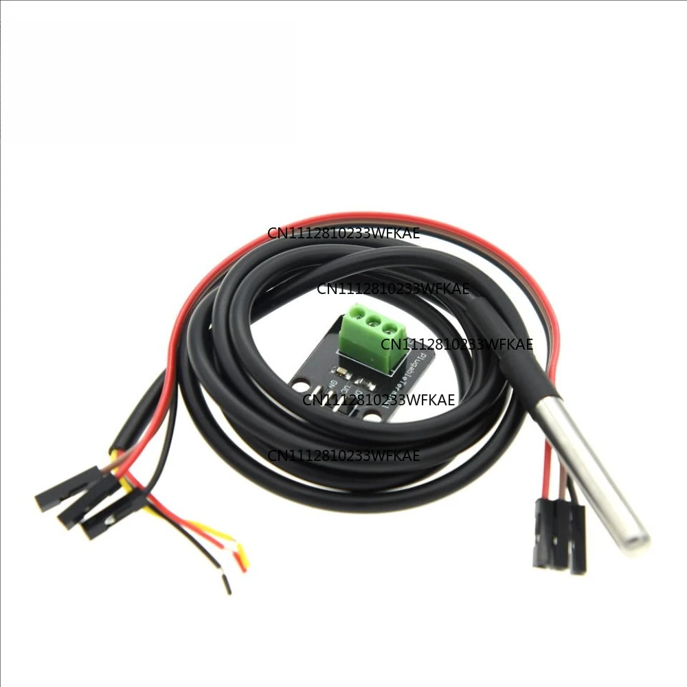 DS18B20 Temperature Sensor Module Kit, Water Resistant 100cm, Digital Sensor Cable, Stainless Steel Probe for Arduino