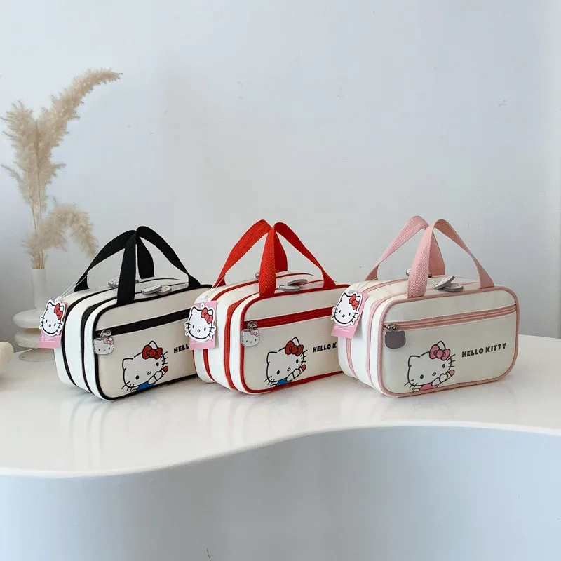 

Ручная косметичка Kawaii Hello Kitty, милая мультяшная многофункциональная сумка для хранения большой емкости, дорожная женская продукция, оптовая продажа