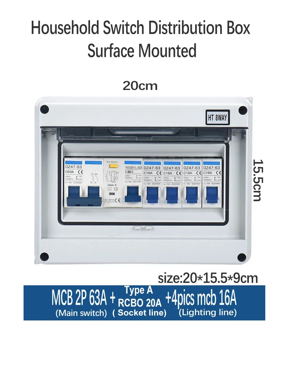 Waterproof Electrical Distribution Box With Circuit Breaker MCB Household Switch Power Plastic Junction Wire Box IP65