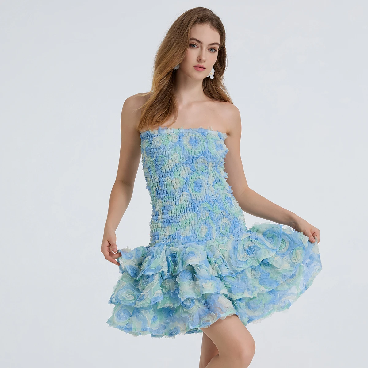 Sweet Luxury Formal Evening Dresses Women 2025 Summer Holiday 3D Flower Princess Short Dress Party Prom Birthday Mini Vestidos