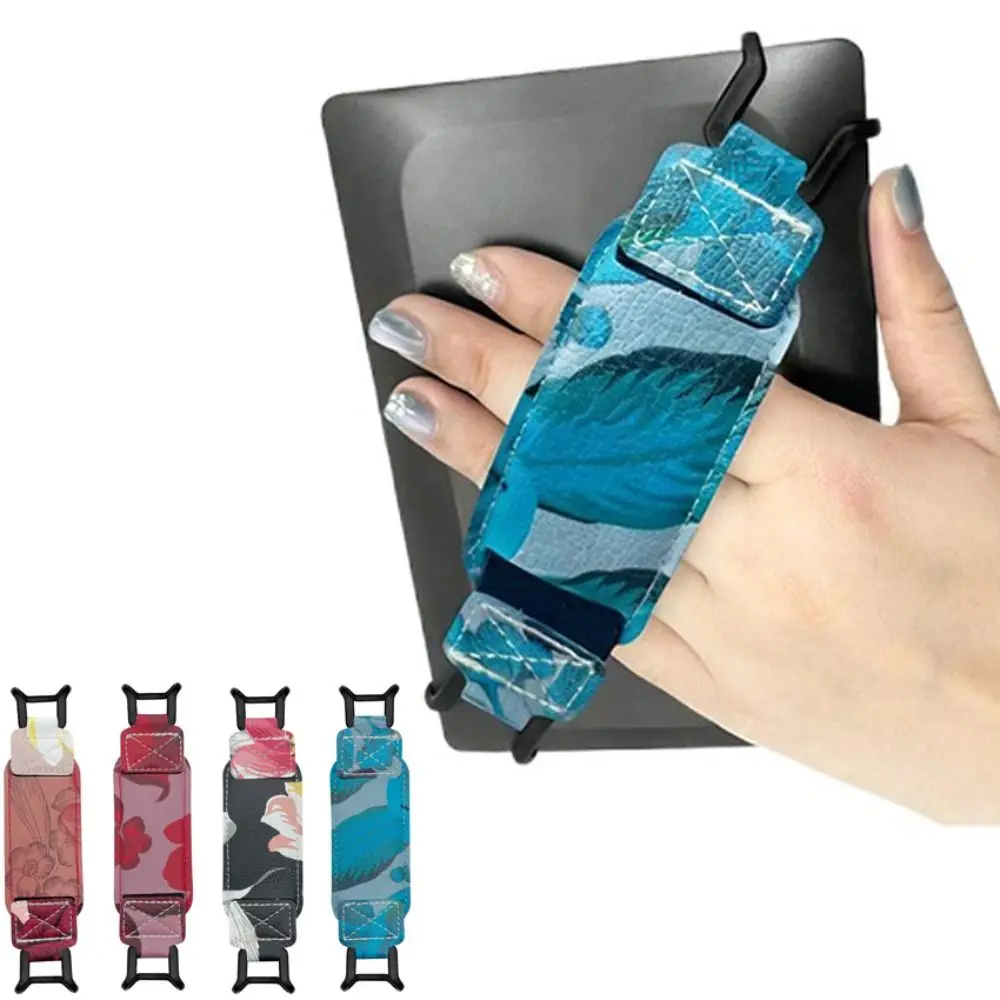 PU Leather Tablet Hand Strap Flowers Non-slip Finger Grip Holder Elastic for Kindle/Kobo/Voyaga/Lenovo/Sony 6-8