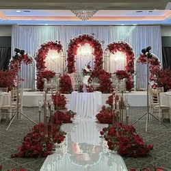 5pcs)Luxury sliver/Gold  Round Metal Arch，flower  Frame Backdrop Stand ，For Wedding Stage ，wedding Decoration Props