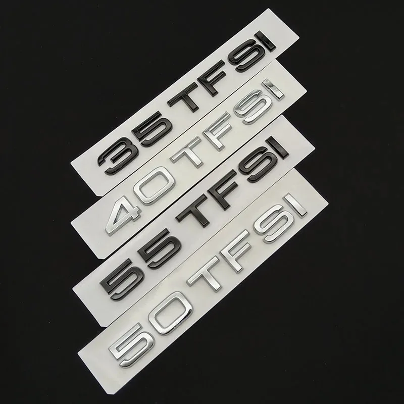 

3D Chrome 35 40 45 50 55 TFSI Logo Letters Car Trunk Emblem Badge Sticker For Q2 Q3 Q5 Q7 Q8 A1 A2 A3 A4 A5 A6 A7 A8 Accessories