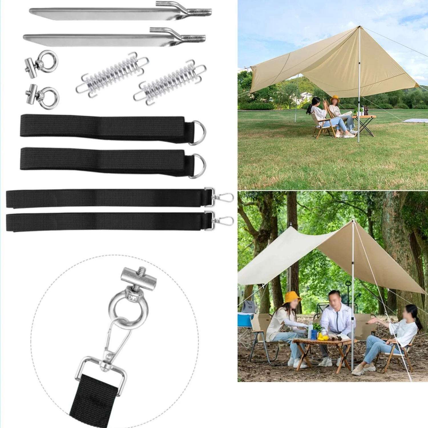 

Палатка для автофургона, фиксированный комплект, ветрозащитная линия для палатки + крепежные зажимы для палатки, палатки для кемпинга на открытом воздухе, солнцезащитные козырьки, навесы для автофургонов и походов