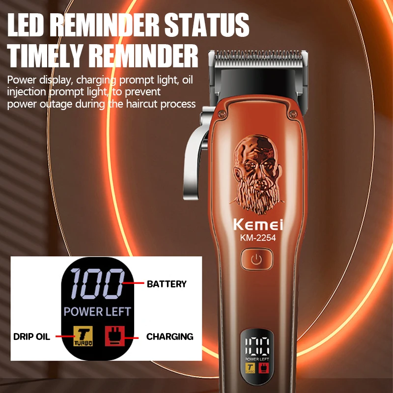 KEMEI Mens Hair Clippers Cord Cordless Hair Trimmer Professional Haircut for Men Rechargeable LED Display Home Haircut KM-2254