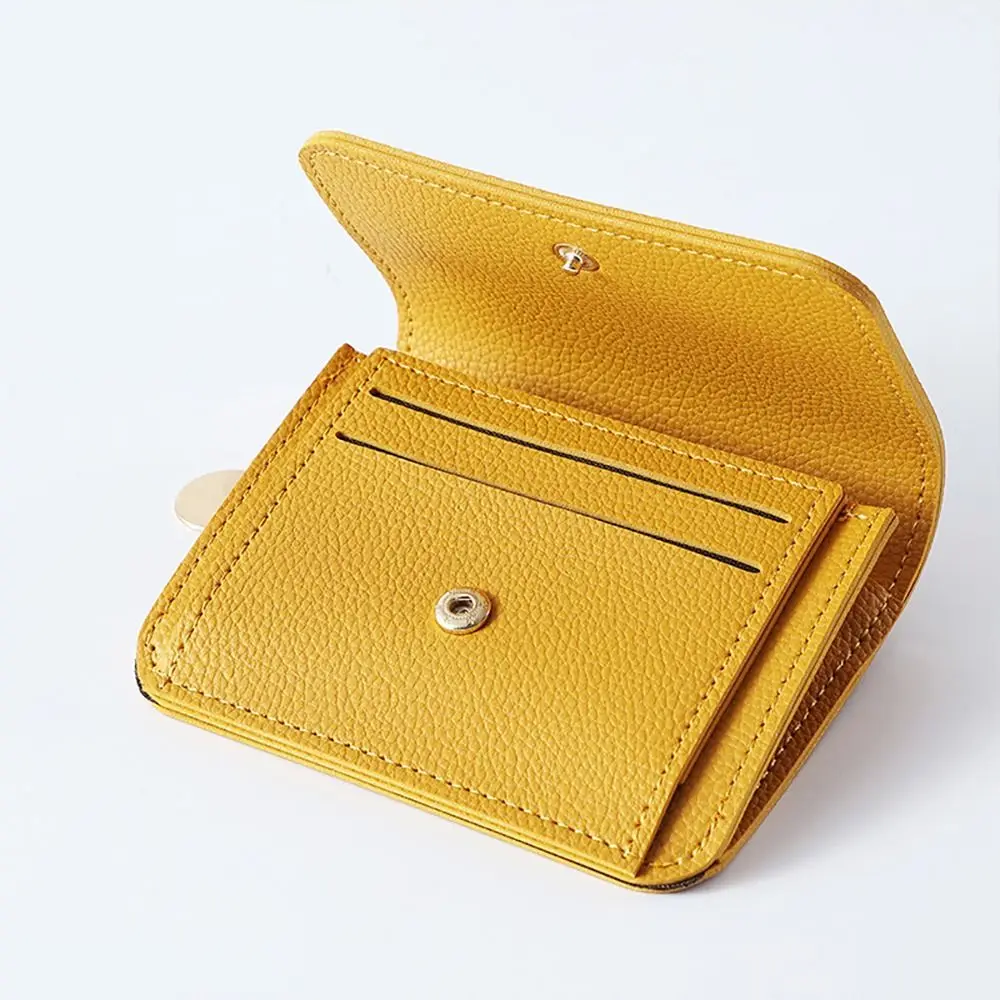 Pu Lederen Dames Korte Portemonnee Draagbare Multi-Purpose Ritssluiting Creditcardhouder Multi-Pocket Bifold Portemonnee