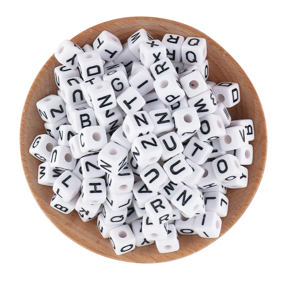 80Pcs 10*10MM Square White Letter Acrylic Beads A-Z Cube Loose Spacer Alphabet Beads For Jewelry Making Diy Accessories image 3