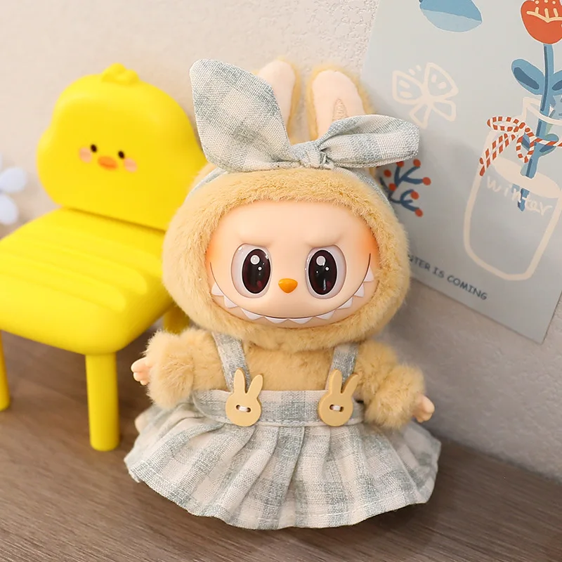 دمية صغيرة الملابس 17 سنتيمتر لطيف الكورية Kpop Labubu المعبود دمية فستان قبعة الملابس DIY بها بنفسك لعبة الأطفال هدية عيد ميلاد في الأوراق المالية
