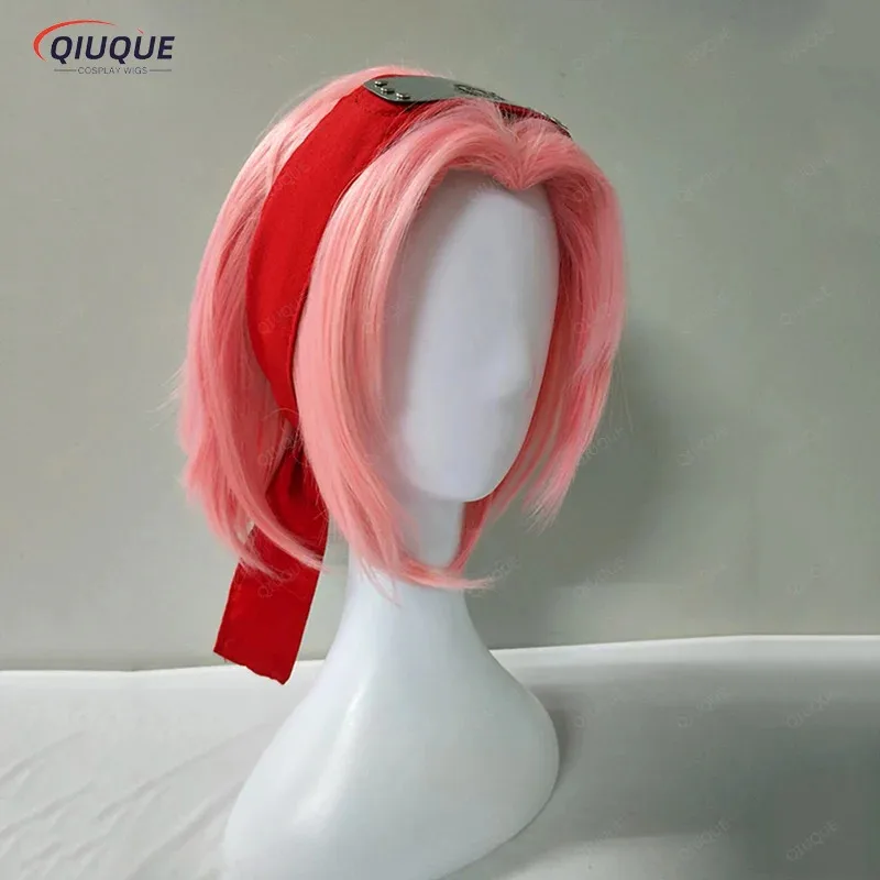 didi 2025 2025 hhhAnime Haruno Sakura Short Pink Styled Heat Resistant Hair Cosplay Costume Wig + Headband