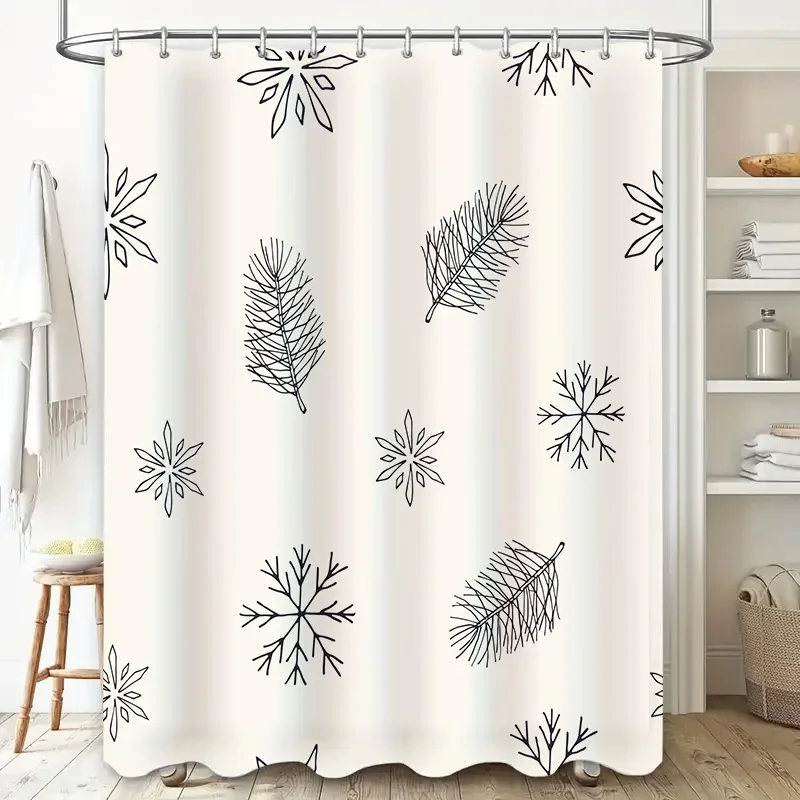 

Modern Floral Snowflake Shower Curtain Waterproof Bathroom Decor for Home Decoration in Bathrooms and Washroom