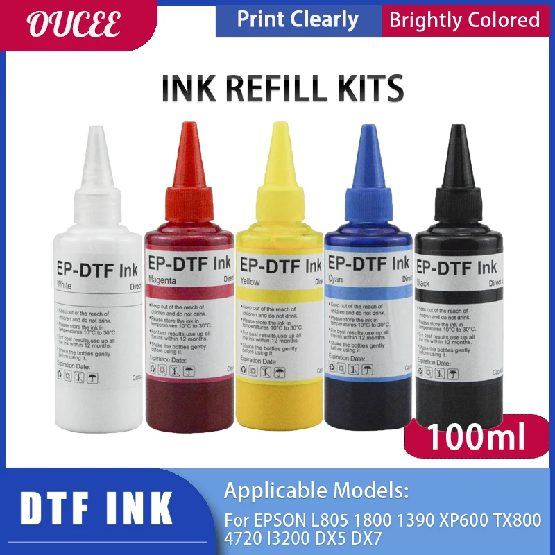 

For Epson 100ML Ink Refill Ink DTF Ink Transfer Film Textile Ink For Epson L805 1800 1390 XP600 TX800 4720 I3200 DX5 DX7