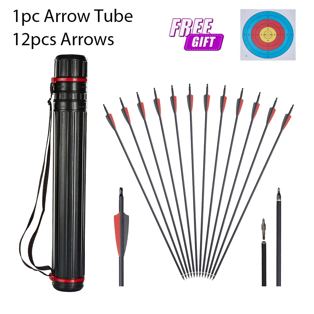 Toparchery Arrow Set 31inch Carbon Arrow ID 6.2mm For Recuver/Compound Hunting Shooting Bow