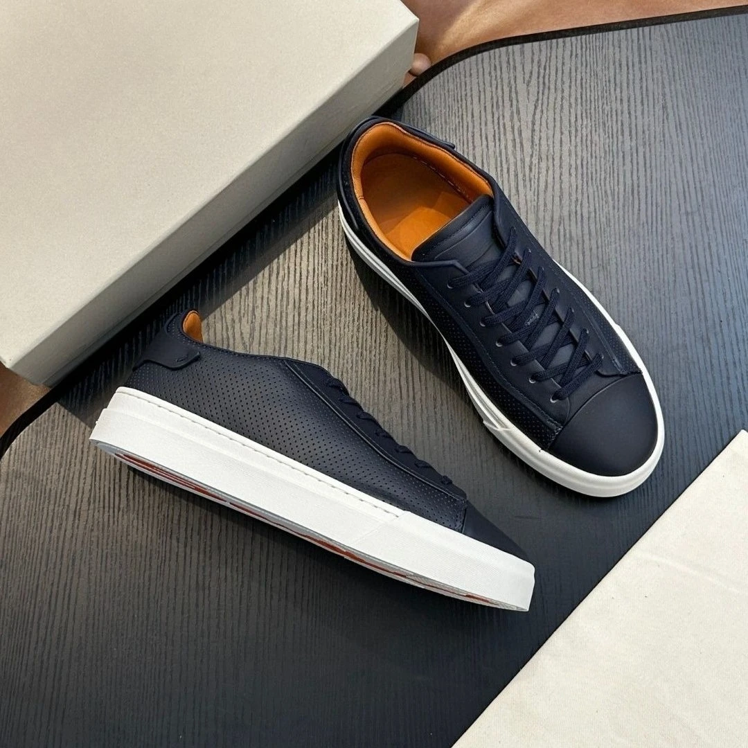 

New S high-end thick soled board shoes, handmade cowhide casual shoes, breathable sports shoes, business shoes, men's shoes