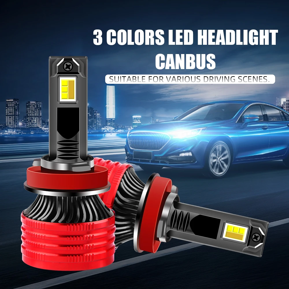 

2X LED Auto Headlight Tricolor H3 H4 H7 Car Headlight Fog Lamp H1 9005 9006 9012 3Colors Car LED Headlamp Bulb 3000K 4300K 6500K