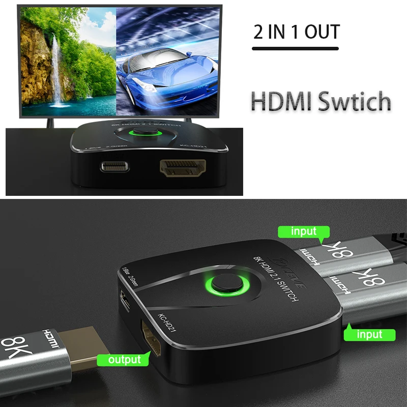 

4K/8K HDMI-compatible switcher Game 2 in 1 out HDR Switch Hub Multi host sharing HDMI-compatible Splitter Adapter Converter 3G