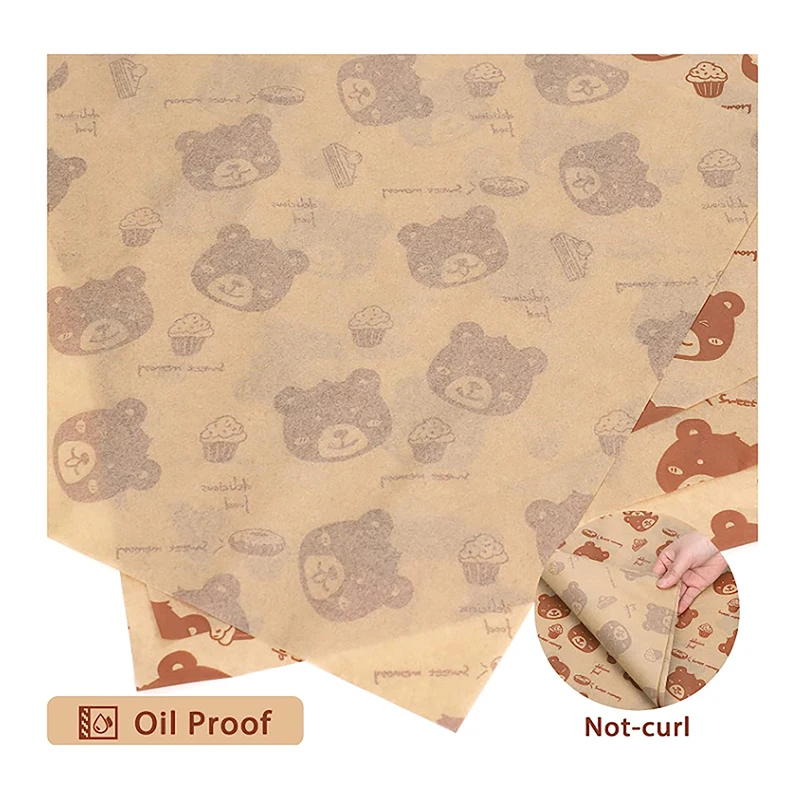 Papel de embalaje desechable con revestimiento de dibujos animados para sándwich, rollo de pollo a prueba de aceite para el hogar, herramienta de cocina para hornear, 50 piezas