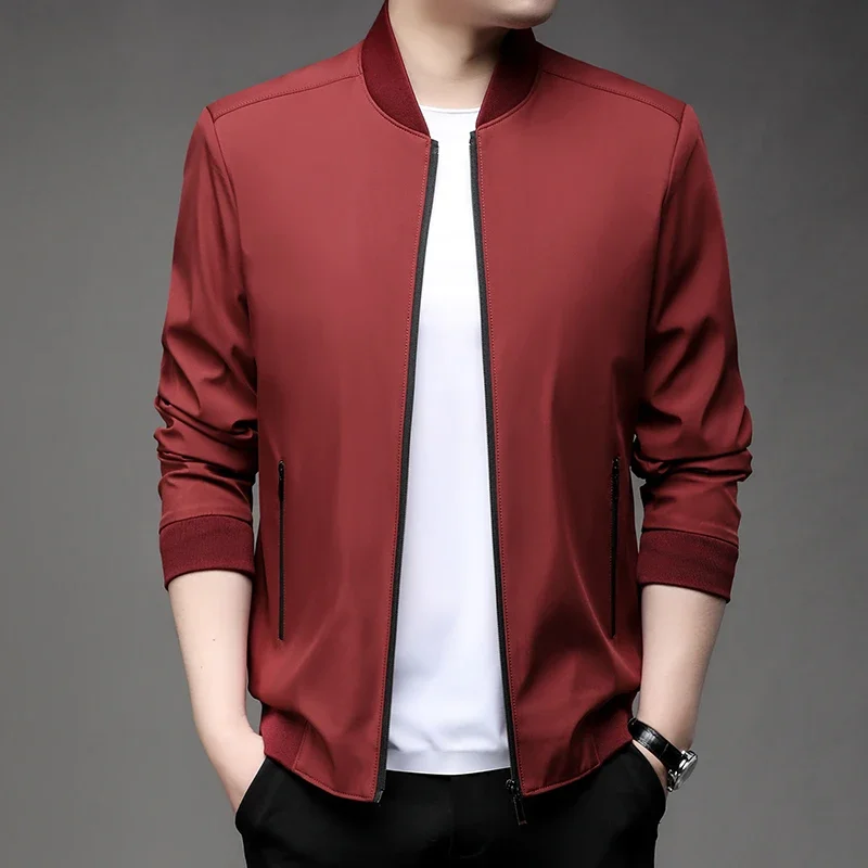 

2024 High-quality Fashion Handsome Spring Baseball Collar Business Casual Jacket Men's Youth Spring Coat Dad Jacket M-5XL