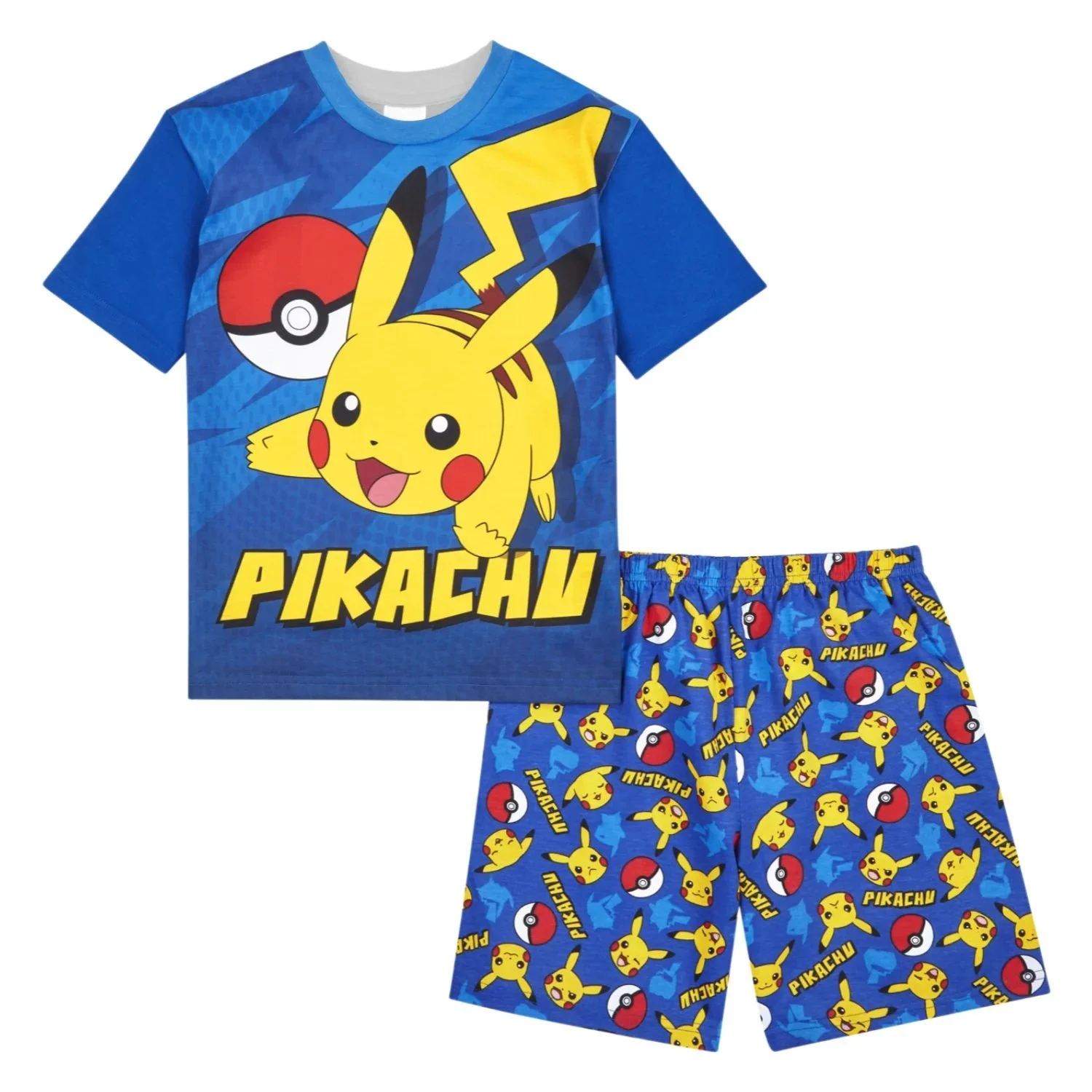 

Potdemiel Pikachu & Pokeball Pajama Allover Print Adult Kids T-Shirt & Shorts Set Family Summer Quick-dry Soft Comfy Lightweight