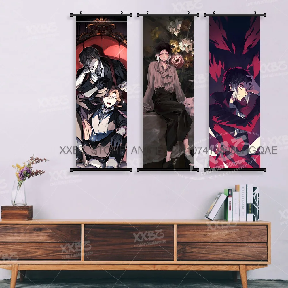 Anime Bungo Stray Dogs Figuren Home Dekoration Wandkunst Hängende Malerei Schriftrollen Bilder Leinwand Dazai Osamu Druckplakat – Detail 4
