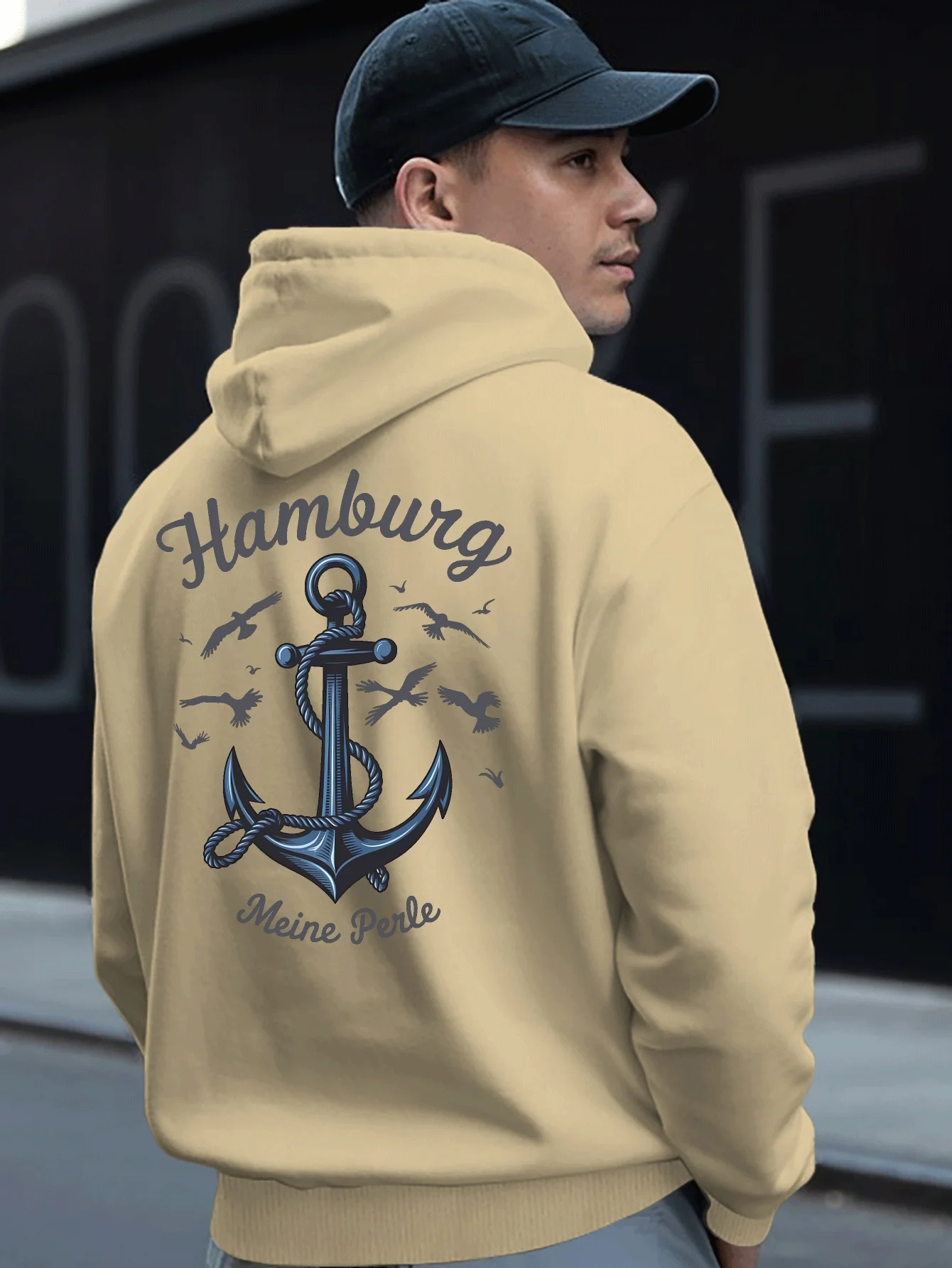 Popular Street Fashion Cool Print Men Hooded Sweatshirt Autumn Winter Daily Outdoor Sports Loose All Build Fitness Leisure Warm