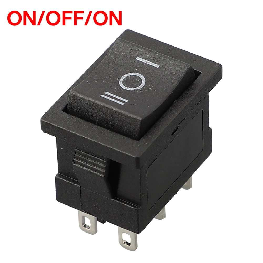 1pc Black Push Button Switch ON-OFF-ON 6Pin Rocker Switch 125V AC 10A / 250V AC 6A KCD1 Automotive Power Switch