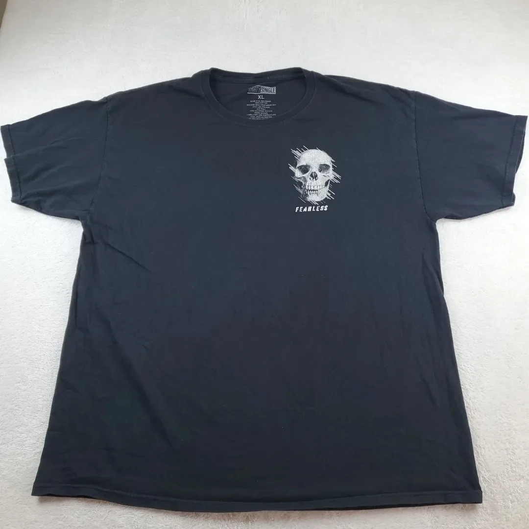 Thirty Single T-Shirt Fearless Skull Black men Size XL