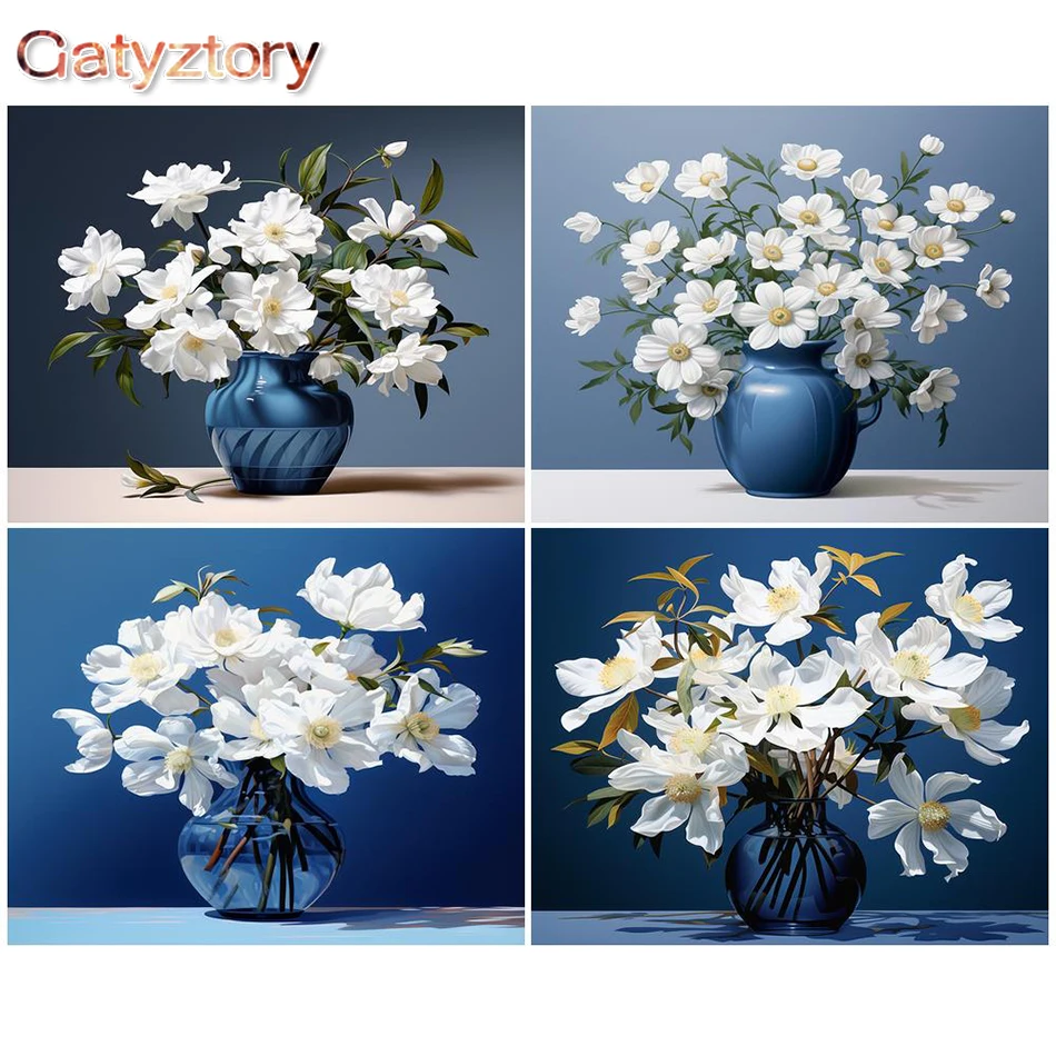 

GATYZTORY DIY Crafts Pictures By Numbers Flower Home Decor Oil Painting Adults Kit Drawing Canvas Painting HandPainted Unique Gi