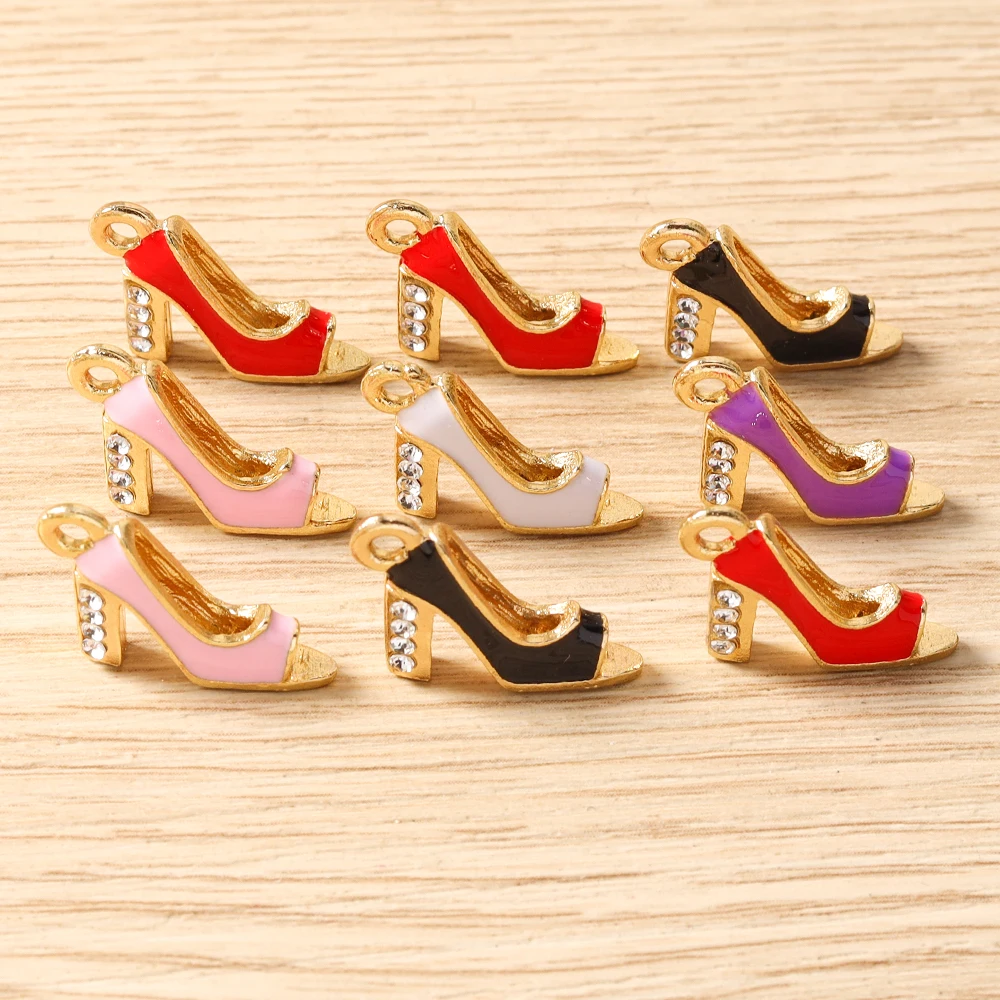 Tusember 10 Stück niedliche High-Heels-Anhänger mit roten Lippen und Lippenstiften für die Schmuckherstellung, Halskette, Ohrringe, Armband, DIY, handgefertigtes Kunsthandwerk – Detail 20
