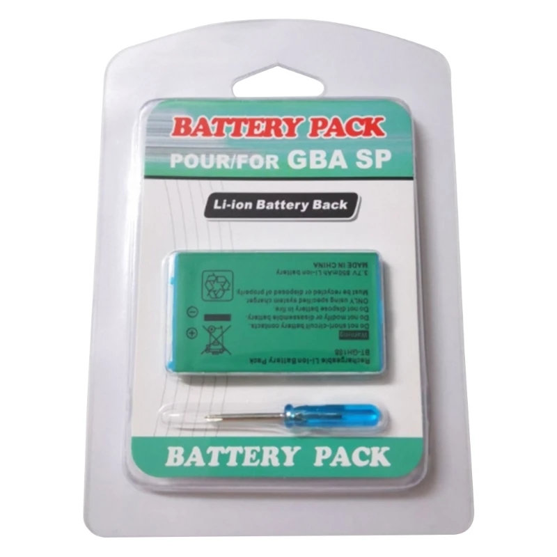 Rechargeable Lithium-ion Battery Pack for GBA SP, 3.7V, 850mAh, Comes with Screwdriver