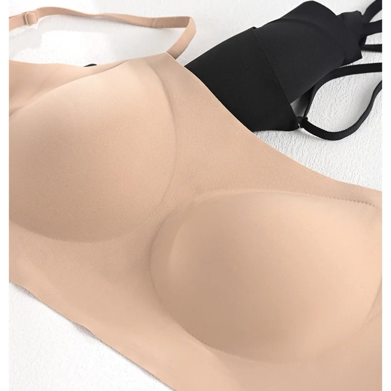 Birdtree 89% soie de mûrier 11% soutien-gorge Spandex, femmes sans Trace dos en forme de U Bralette Linerie sous-vêtements, doux sain nouveau T56825JF