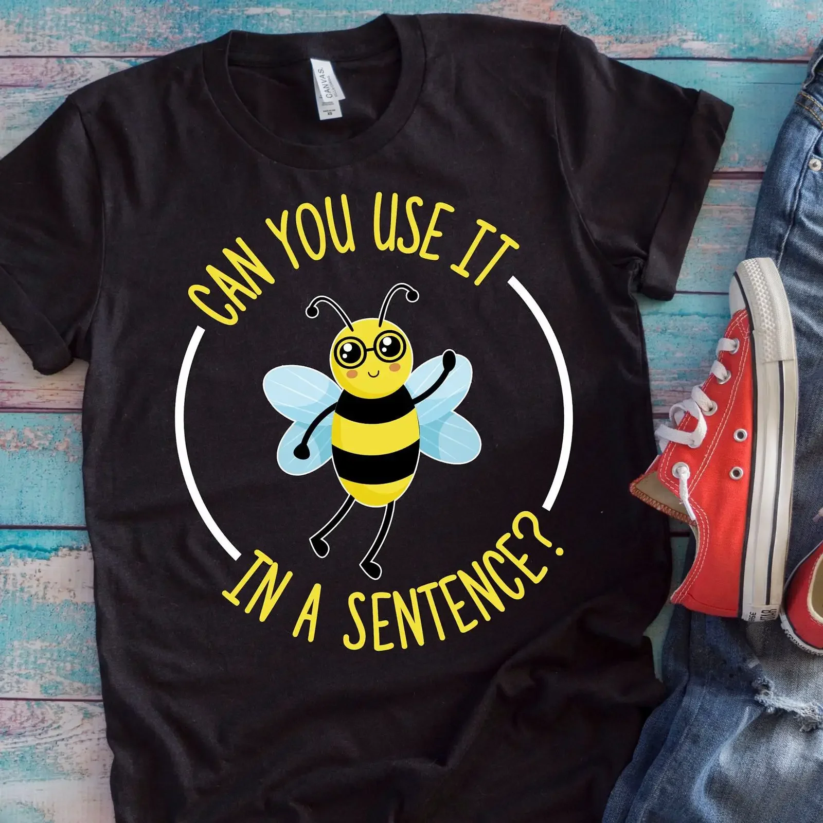 Spelling Bee Pun T Shirt Can You Use It In A Sentence Funny Honey Maker  vintage Washed Top For Everyday Wear Comfortable